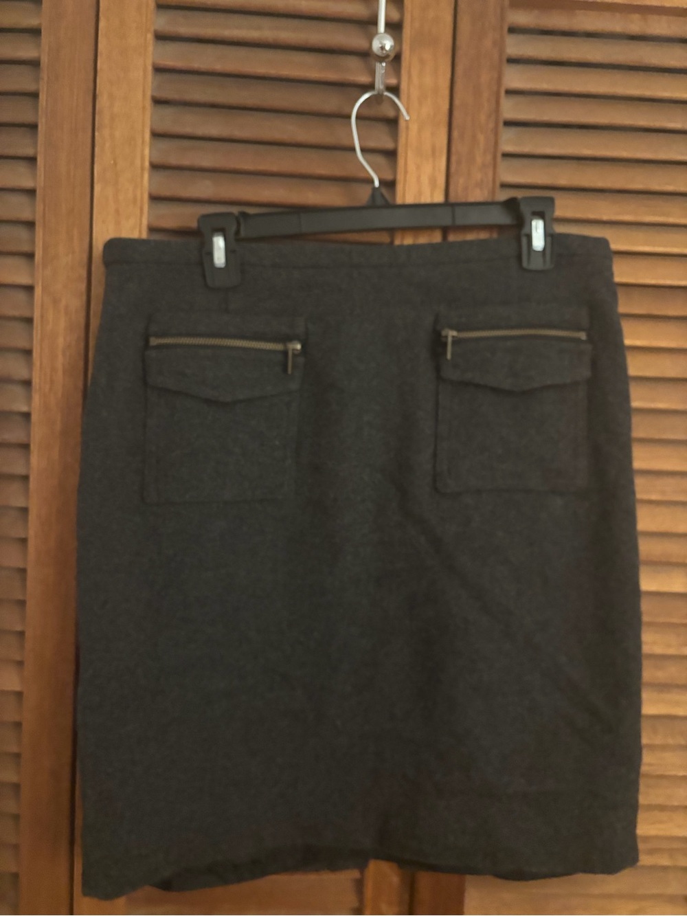 J. Crew Charcoal Gray Pencil Skirt with Zip Pocket Details. 100% wool. Size 10.